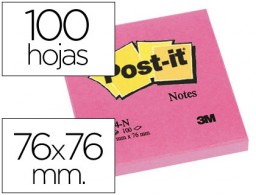 Bloc de 100 notas adhesivas quita y pon Post-it 76x76mm. fucsia neón